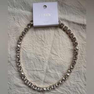J. Crew Crystal and Pearl Collar Necklace - Gold Tone